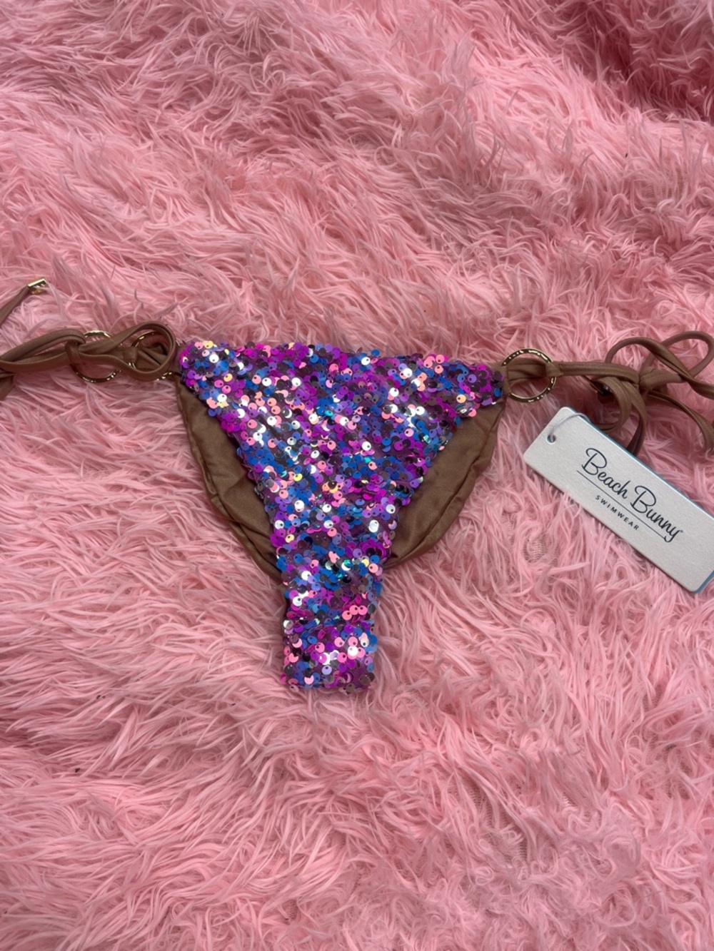 Beach Bunny Pink and Purple Sequin Bikini Bottom